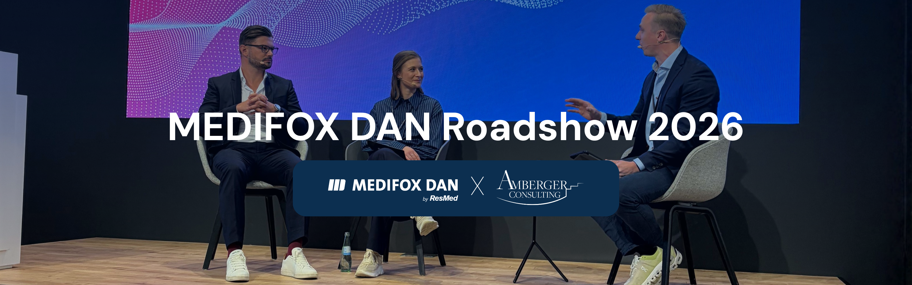 Header-Grafik zur MEDIFOX DAN Roadshow 2026 für Pflegedienste